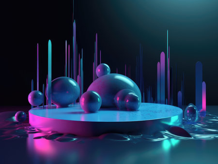 Abstract background. Minimal poster holographic reflective material, 3d rendering geometrical shapes. generative aiの素材