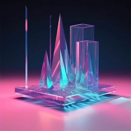 Abstract background. Minimal poster holographic reflective material, 3d rendering geometrical shapes. generative aiの素材