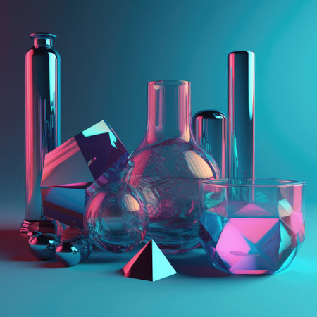 Abstract background. Minimal poster holographic reflective material, 3d rendering geometrical shapes. generative aiの素材