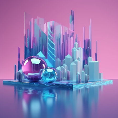 Abstract background. Minimal poster holographic reflective material, 3d rendering geometrical shapes. generative aiの素材