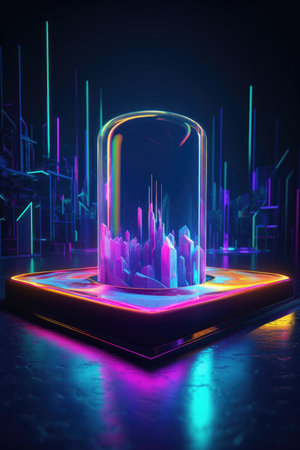 Abstract background. Minimal poster holographic reflective material, 3d rendering geometrical shapes. generative aiの素材