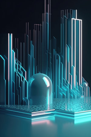 Abstract background. Minimal poster holographic reflective material, 3d rendering geometrical shapes. generative aiの素材