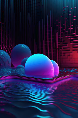 Abstract background. Minimal poster holographic reflective material, 3d rendering geometrical shapes. generative aiの素材
