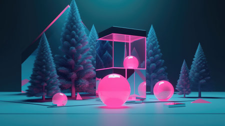 Abstract background. Minimal poster holographic reflective material, 3d rendering geometrical shapes. generative aiの素材