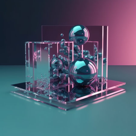 Abstract background. Minimal poster holographic reflective material, 3d rendering geometrical shapes. generative aiの素材