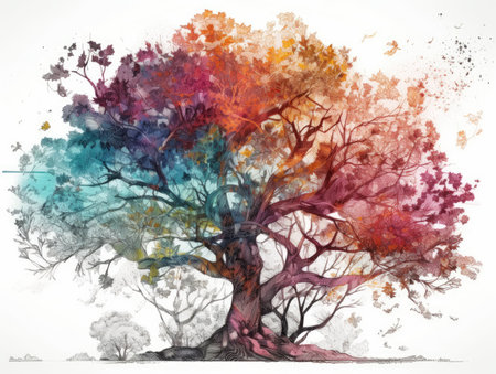 Isolated tree on white background. generative aiの素材