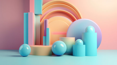 Abstract minimal background soft pastel color. scene and composition with 3d design elements. generative aiの素材
