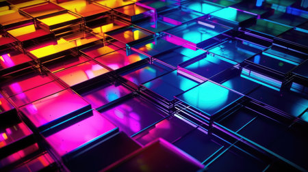 Abstract Mix Hologram and neon, vibrant metallic colors background. generative aiの素材
