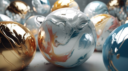 Abstract ball sphere Hologram and neon, vibrant metallic colors background. generative aiの素材