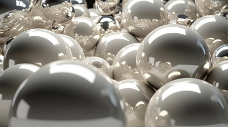 Abstract ball sphere white and silver vibrant metallic colors background. generative aiの素材