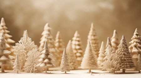 Winter fir trees and pines. Christmas and New Year background. Festive seasonal Christmas bright background. Holiday poster and banner, greeting card. generative aiの素材