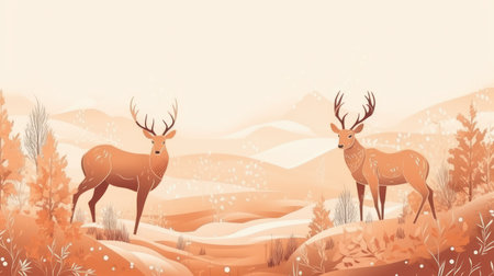 Deer cute christmas. Christmas and New Year background. Festive seasonal Christmas bright background. Holiday poster and banner, greeting card. generative aiの素材