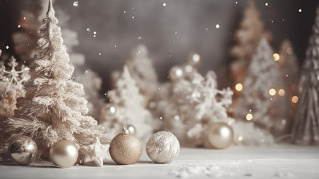 Winter fir trees and pines. Christmas and New Year background. Festive seasonal Christmas bright background. Holiday poster and banner, greeting card. generative aiの素材