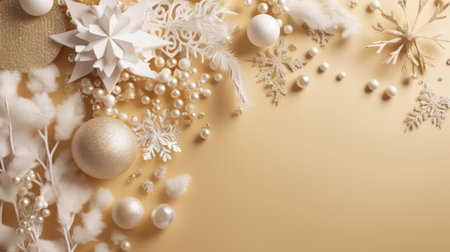 Christmas decoration bauble ball. Christmas and New Year background. Festive seasonal Christmas bright background. Holiday poster and banner, greeting card. generative aiの素材