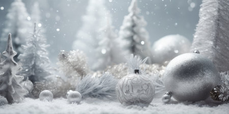 Winter fir trees and pines. Christmas and New Year background. Festive seasonal Christmas bright background. Holiday poster and banner, greeting card. generative aiの素材