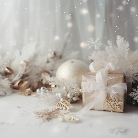 Christmas decoration bauble ball. Christmas and New Year background. Festive seasonal Christmas bright background. Holiday poster and banner, greeting card. generative aiの素材