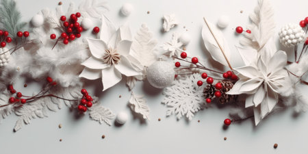 Christmas and New Year background. Festive seasonal Christmas bright background. Holiday poster and banner, greeting card. generative aiの素材