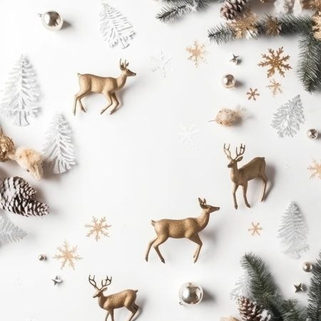 Christmas and New Year background. Festive seasonal Christmas bright background. Holiday poster and banner, greeting card. generative aiの素材