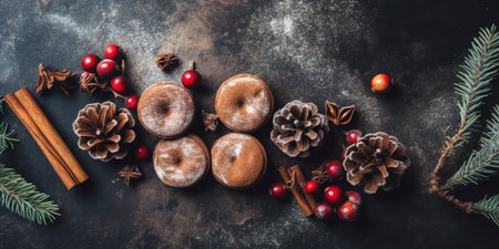 Christmas and New Year background. Festive seasonal Christmas bright background. Holiday poster and banner, greeting card. generative aiの素材