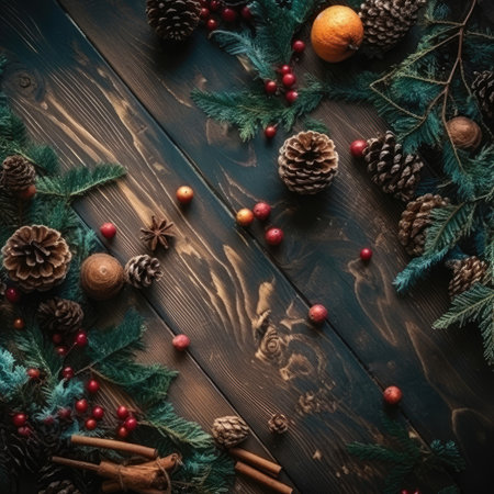 Christmas and New Year background. Festive seasonal Christmas bright background. Holiday poster and banner, greeting card. generative aiの素材
