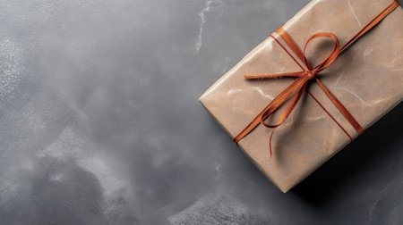 Gift box flat top view. Christmas and New Year surprise gift box. generative aiの素材