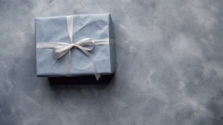 Gift box flat top view. Christmas and New Year surprise gift box. generative aiの素材