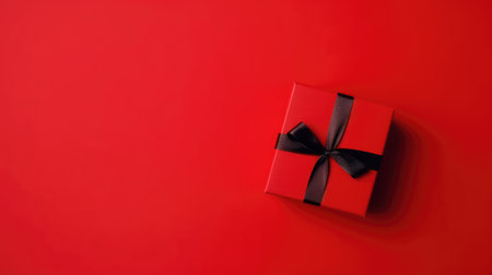 Gift box flat top view. Christmas and New Year surprise gift box. generative aiの素材