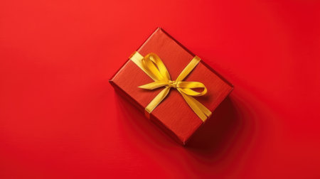 Gift box flat top view. Christmas and New Year surprise gift box. generative aiの素材