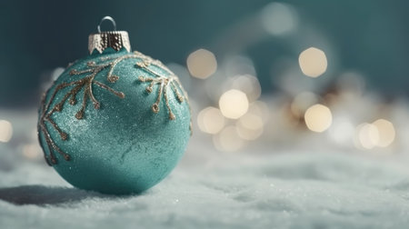 Christmas decoration bauble ball. Christmas and New Year background. Festive seasonal Christmas bright background. Holiday poster and banner, greeting card. generative aiの素材
