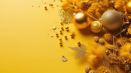 Christmas and New Year background. Festive seasonal Christmas bright background. Holiday poster and banner, greeting card. generative aiの素材