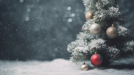 Winter fir trees and pines. Christmas and New Year background. Festive seasonal Christmas bright background. Holiday poster and banner, greeting card. generative aiの素材