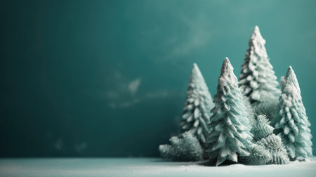 Winter fir trees and pines. Christmas and New Year background. Festive seasonal Christmas bright background. Holiday poster and banner, greeting card. generative aiの素材