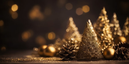 Winter fir trees and pines. Christmas and New Year background. Festive seasonal Christmas bright background. Holiday poster and banner, greeting card. generative aiの素材