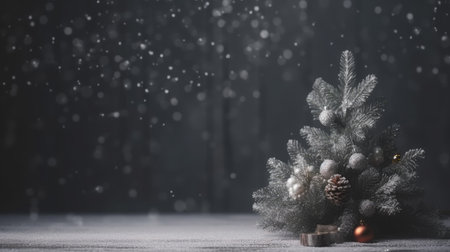 Winter fir trees and pines. Christmas and New Year background. Festive seasonal Christmas bright background. Holiday poster and banner, greeting card. generative aiの素材