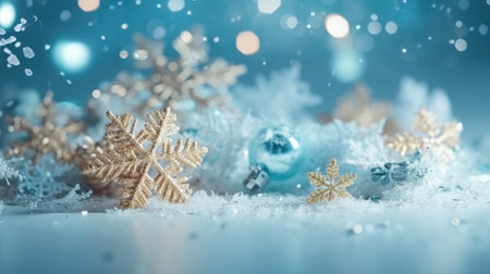 Christmas and New Year background. Festive seasonal Christmas bright background. Holiday poster and banner, greeting card. generative aiの素材