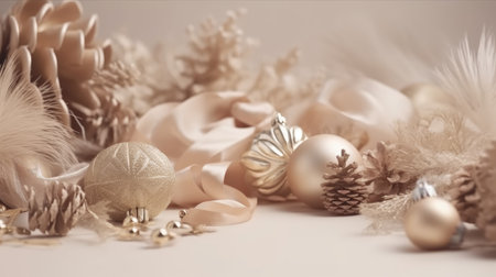 Christmas and New Year background. Festive seasonal Christmas bright background. Holiday poster and banner, greeting card. generative aiの素材