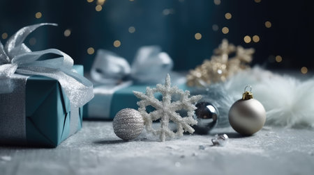 Christmas and New Year background. Festive seasonal Christmas bright background. Holiday poster and banner, greeting card. generative aiの素材