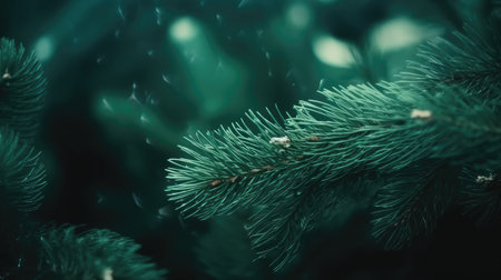 Green branches of Christmas tree and pine. Christmas and New Year background. Festive seasonal Christmas bright background. Holiday poster and banner, greeting card. generative aiの素材