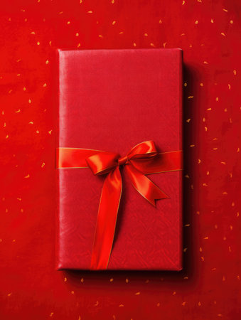 Background with gift boxes. Gift box flat top view. Poster surprise birthday, valentine's day, wedding and anniversary. generative aiの素材