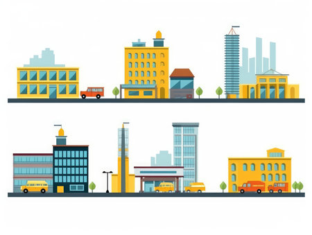 Houses, cottages. Collection in cartoon style illustration. set isolated on white background. generative aiの素材