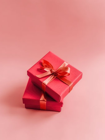 Background with gift boxes. Gift box flat top view. Poster surprise birthday, valentine's day, wedding and anniversary. generative aiの素材