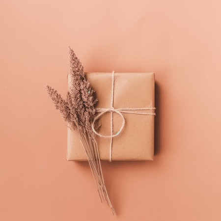 Background with gift boxes. Gift box flat top view. Poster surprise birthday, valentine's day, wedding and anniversary. generative aiの素材