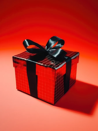Background with gift boxes. Gift box flat top view. Poster surprise birthday, valentine's day, wedding and anniversary. generative aiの素材
