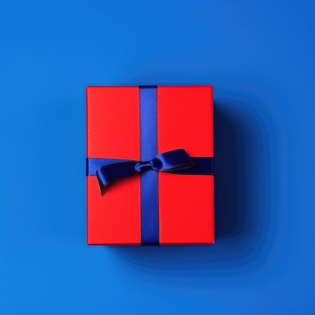 Background with gift boxes. Gift box flat top view. Poster surprise birthday, valentine's day, wedding and anniversary. generative aiの素材