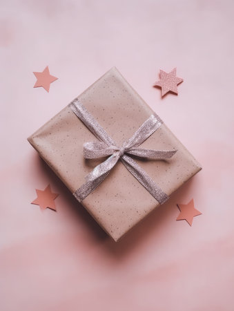 Background with gift boxes. Gift box flat top view. Poster surprise birthday, valentine's day, wedding and anniversary. generative aiの素材