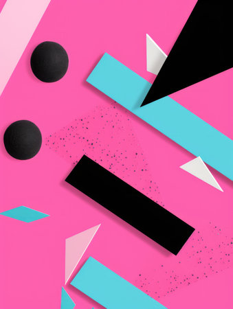 Minimal geometric background. Pop art style. Colorful shapes composition.の素材