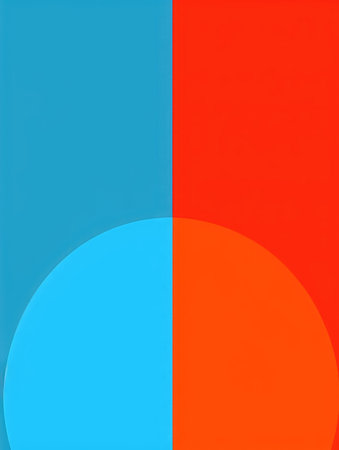 Abstract geometric background with overlapping circles in red, blue and orange colorsの素材