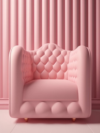 Pink armchair in the living room. 3d render image.の素材