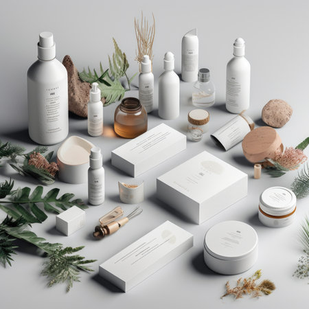 Mockup of cosmetic products on white background. 3d renderingの素材