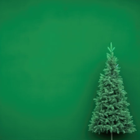 Christmas tree on green chalkboard background with space for your text.の素材